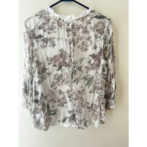 Angela Moda Italy Women’s M 100% Silk Blouse Floral Ruffle Lined Fairycore - Picture 5 of 5